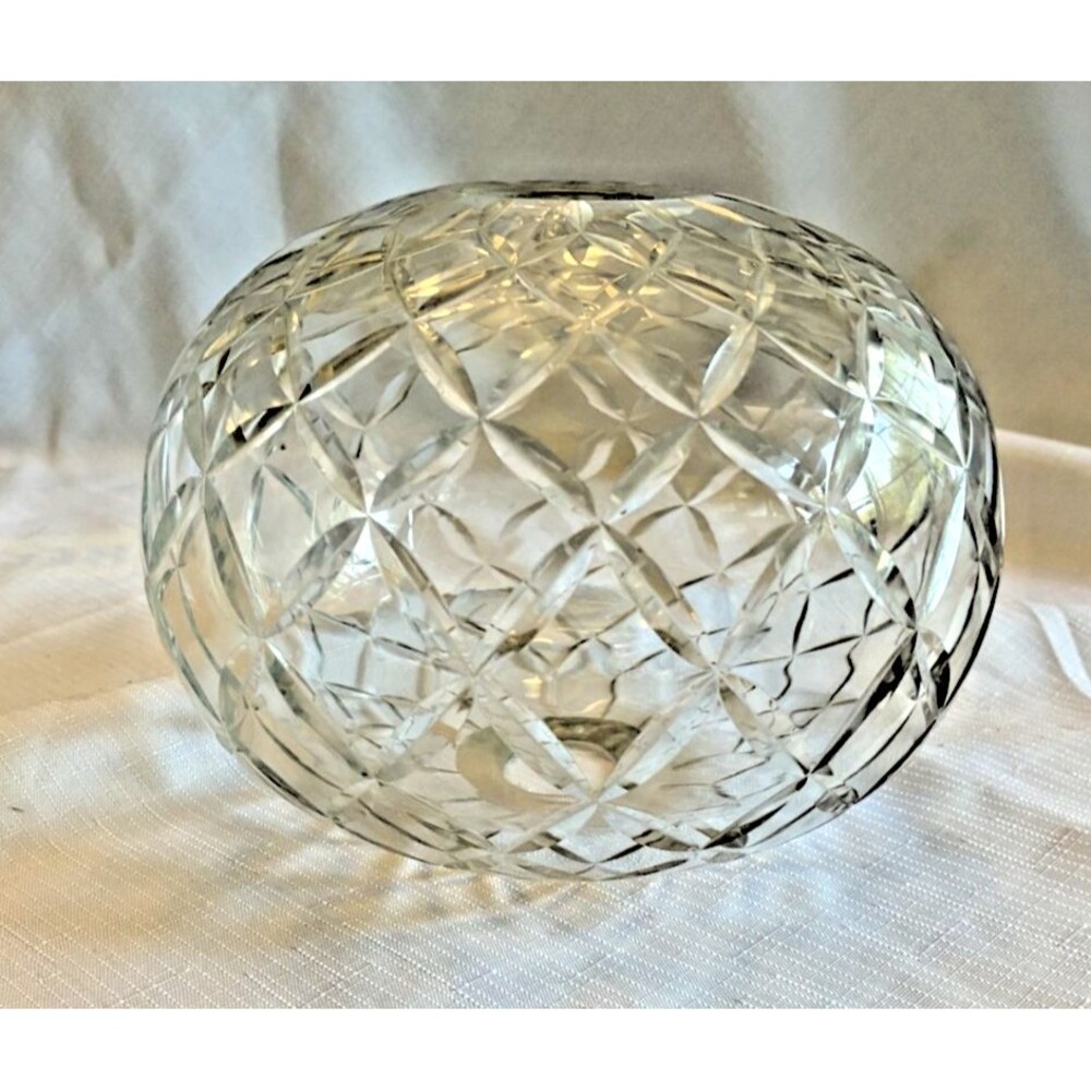 Vintage Cut Crystal Chandelier Column Spacer Body Break Part 6"x 5" Central Ball